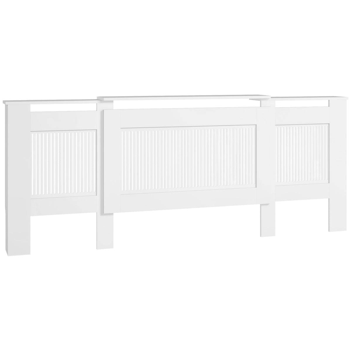 Heizk?rperverkleidung, Lamellendesign, verstellbare L?nge 125-201 cm, MDF, Wei?