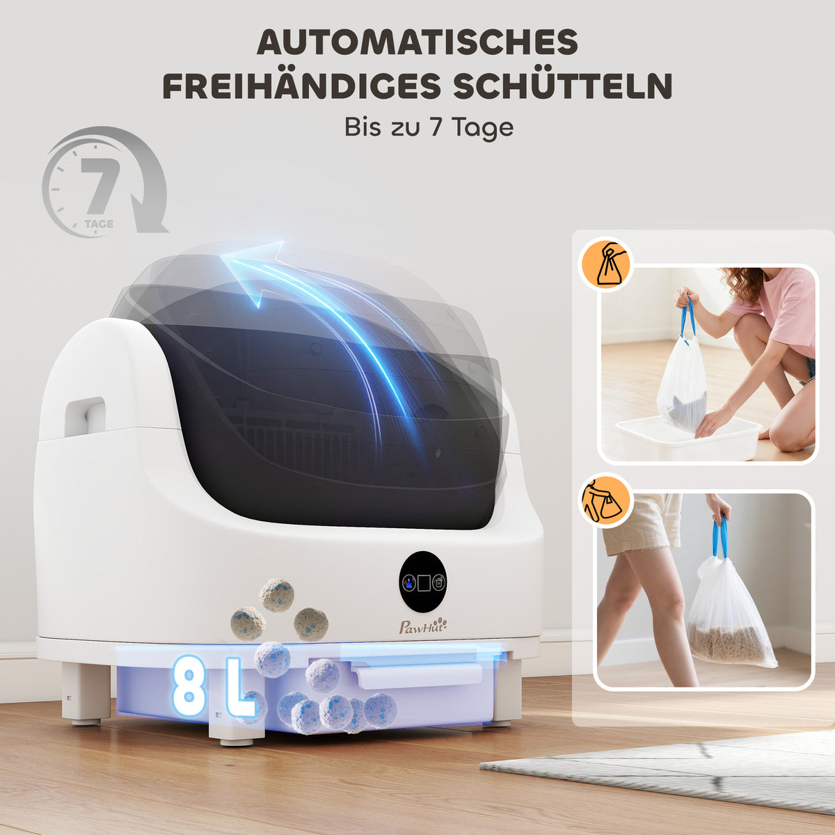 Selbstreinigende Katzentoilette, 42,7L Katzenklo für Katzen 1-5 kg