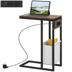 Beistelltisch mit Steckdosen, USB-Anschl¨¹ssen, Kabel, C-f?rmiges Design