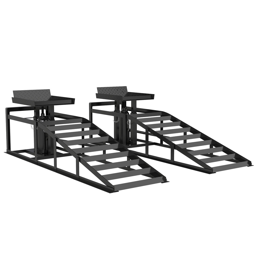 2er-Set hydraulische Auffahrrampe höhenverstellbar Schwellenrampe 3 t Tragkraft, Bordsteinrampe für Reifen bis 23 cm