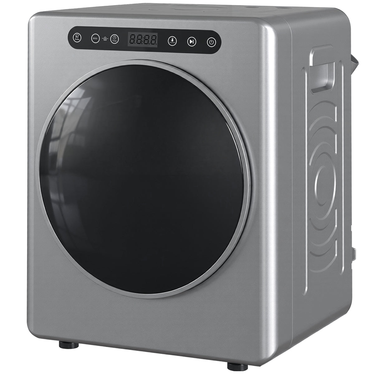 5kg Ablufttrockner, 1000W Kompakter freistehender Frontlader-Wäschetrockner mit Edelstahltrommel, Timer, Silber