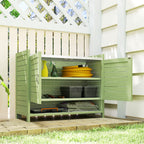 Pflanztisch mit Unterschrank aus Holz Outdoor Gartenschrank mit verzinkter Arbeitsplatte 3 Regalböden 88x40x70,5cm Grün