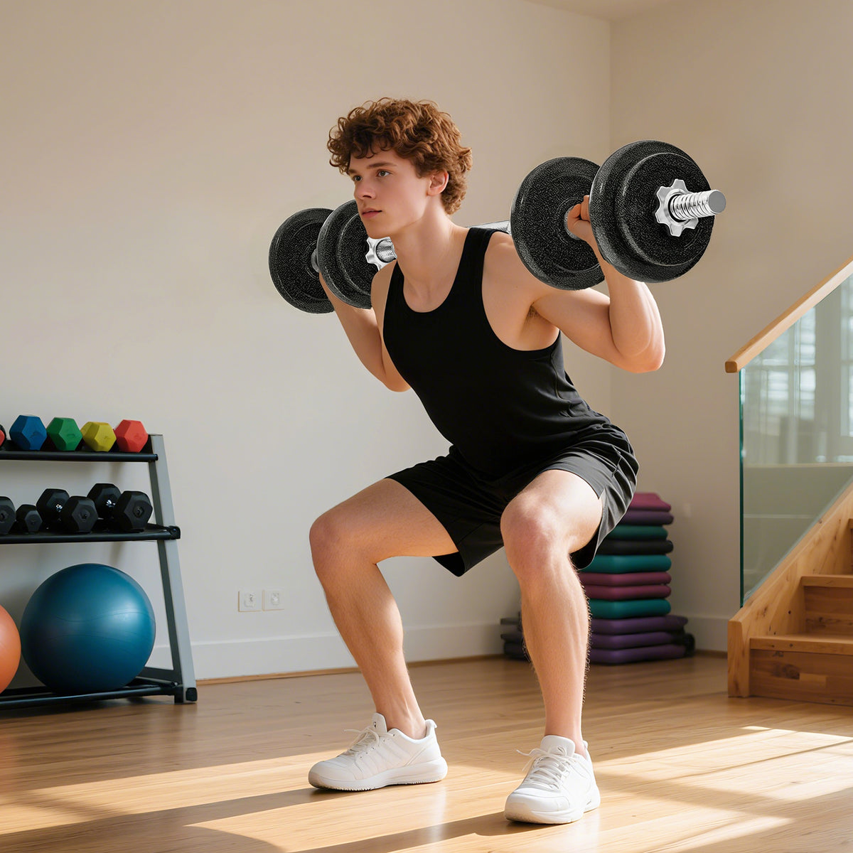 Hantelset 2-in-1 Kurzhanteln Langhanteln verstellbar bis 20 KG mit rutschfestem Griff für Krafttraining Zuhause Grau