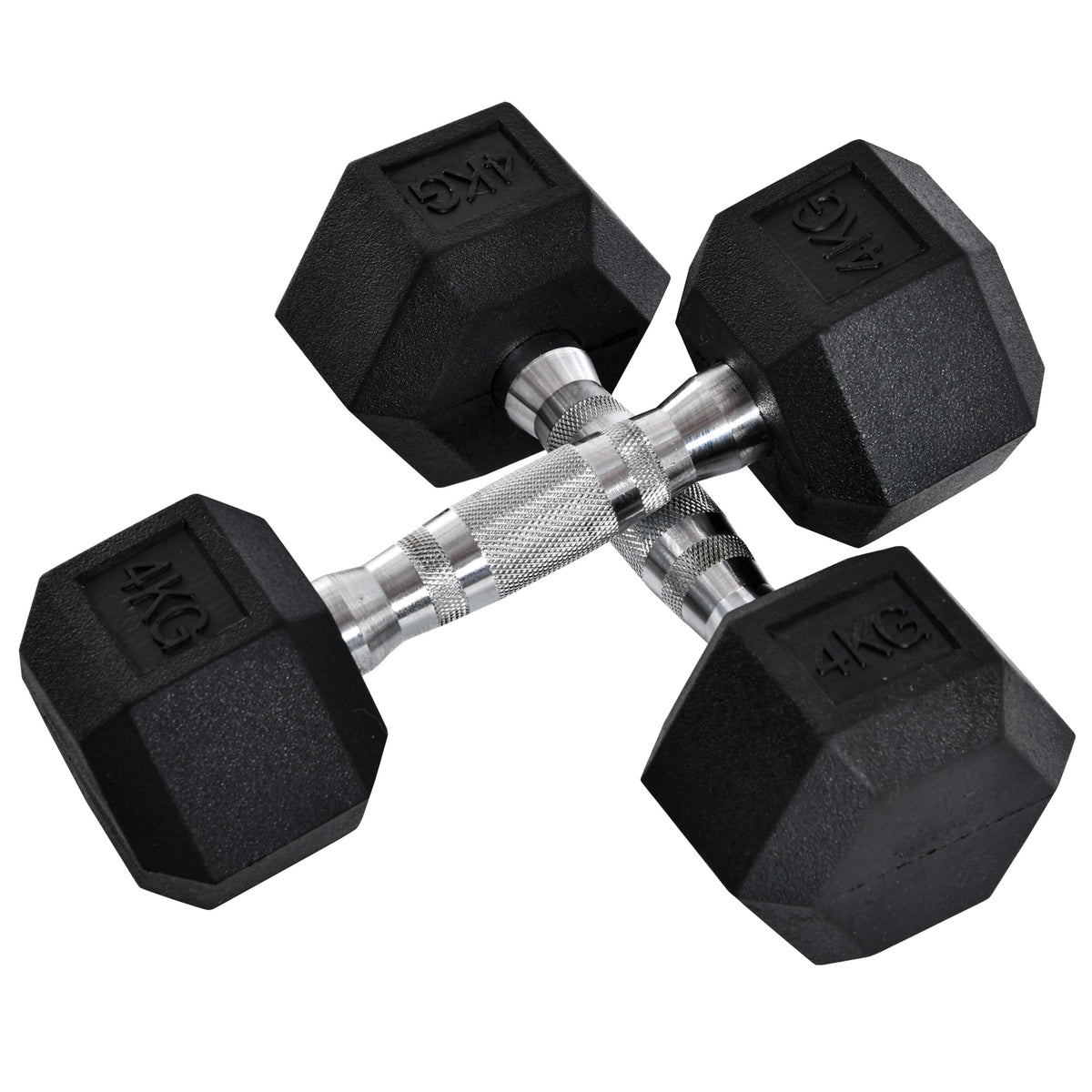 Hexagon Hanteln, 2er Set Hanteln mit gerändeltem Griff, Kurzhantelset aus Gusseisen, 2 x 4 kg, Kurzhanteln für Männer Frauen, Zuhause, Fitnessstudio, Krafttraining