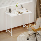 Small Folding Desk, with Wheels - White Wood-Effect