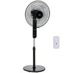 Standventilator mit Fernbedienung, Ventilator, Höhenverstellbarer Lüfter, 3 Geschwindigkeitsstufen, Verstellbarer Neigungswinkel, Metall, Schwarz, Ø44,5 x H110-124 cm