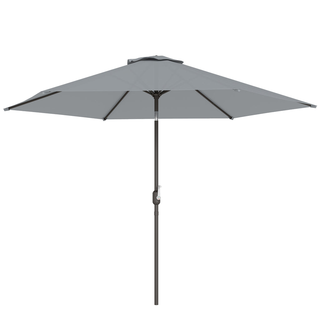 3 m Sonnenschirm mit Schutzhülle, Outdoor-Marktschirm mit Neigefunktion und Kurbel, Windöffnung, Grau