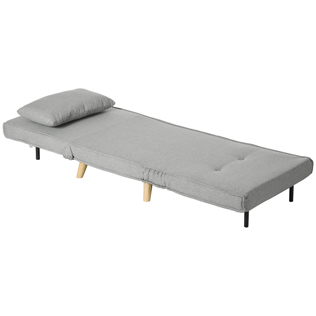 Schlafsessel, 6-stufig verstellbare Lehne, Leinenoptik, bis 150 kg, Hellgrau