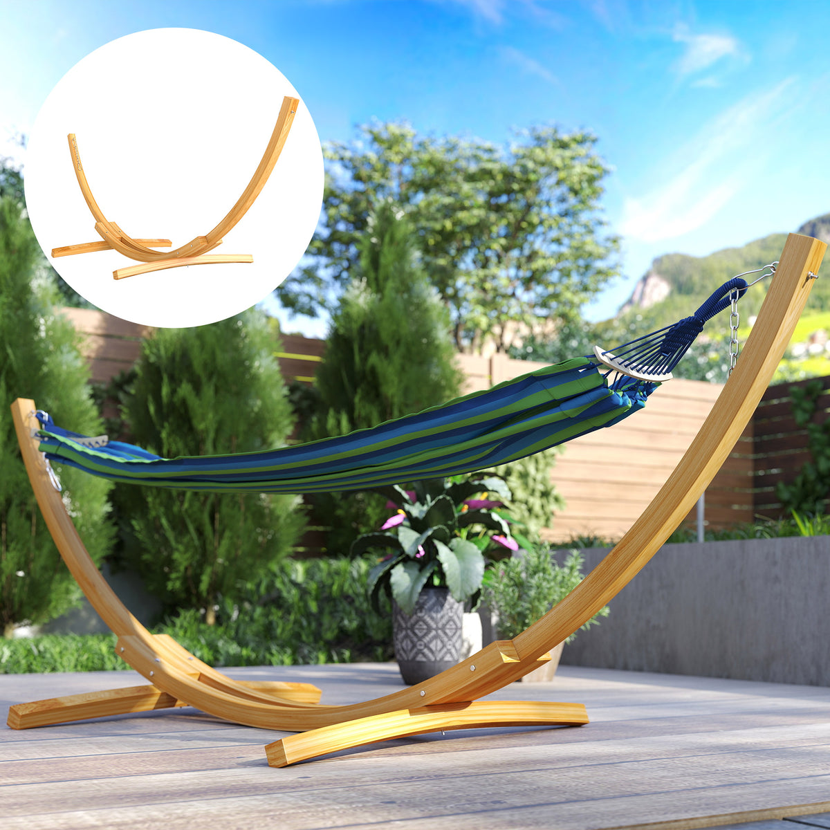 3.25m Wooden Hammock Stand Universal Fit Garden Picnic Camp Accessories, Natural