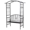  Steel Frame Outdoor Garden Arch w/ 2-Seater Bench Flower Climber Black