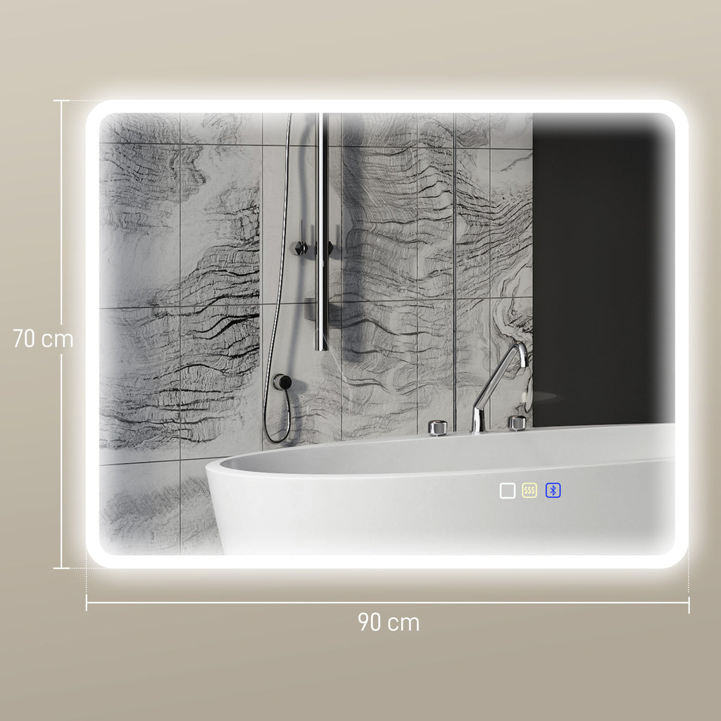 LED-Badezimmerspiegel, Bluetooth-Funktion, anpassbares Licht, Antibeschlag-Funktion