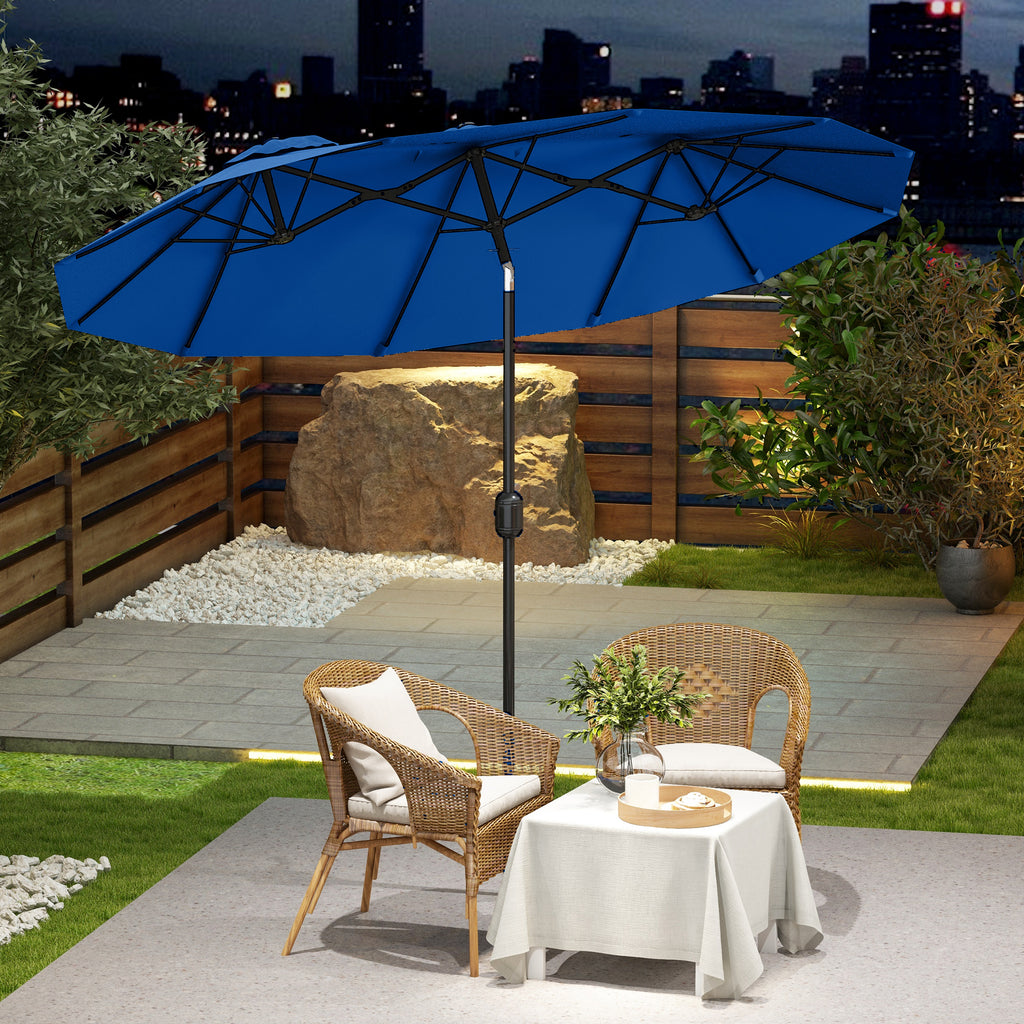 Sonnenschirm, Gartenschirm, neigbar, mit Handkurbel, Winddach, Polyester+Stahl, Marineblau, 285 x 147 cm