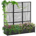 Blumenkasten mit Spalier, wetterfest, Polyrattan, 103 x 29 x 103 cm, Schwarz