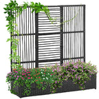 Blumenkasten mit Spalier, wetterfest, Polyrattan, 103 x 29 x 103 cm, Schwarz