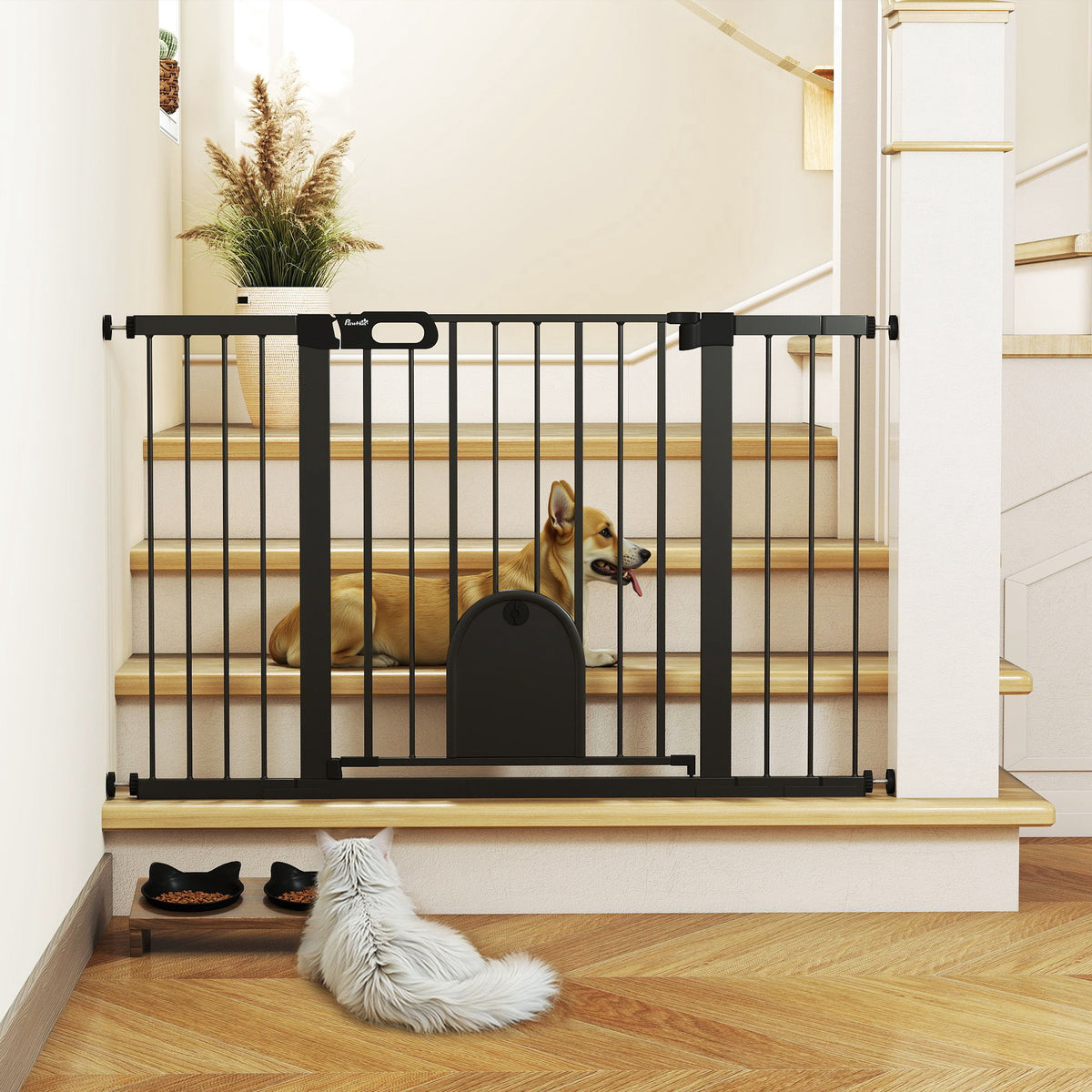 Türschutzgitter Treppenschutzgitter Hunde Absperrgitter Schutzgitter für Haustier Stahl