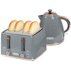 2-in-1 K¨¹chenset, Toaster und Wasserkocher, mehrere Optionen, 1,7 L, 4 Toastscheiben gleichzeitig, Kunststoff, Grau