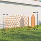2 Pack Expanding Fence Panels, Wooden Freestanding Garden Fence with Stable Feet, 180 x 30 x 103cm, Brown