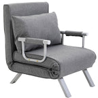 3 in 1 Schlafsessel Klappbar Schlafsofa mit Bettfunktion Verstellbarer Rückenlehne Kissen Gästebett in Leinenoptik, Relaxsessel Klappsessel für Wohnzimmer Schlafzimmer 65 x 69 x 80 cm Hellgrau