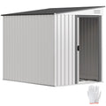 7 x 5ft Galvanised Metal Shed, with Sliding Door - White