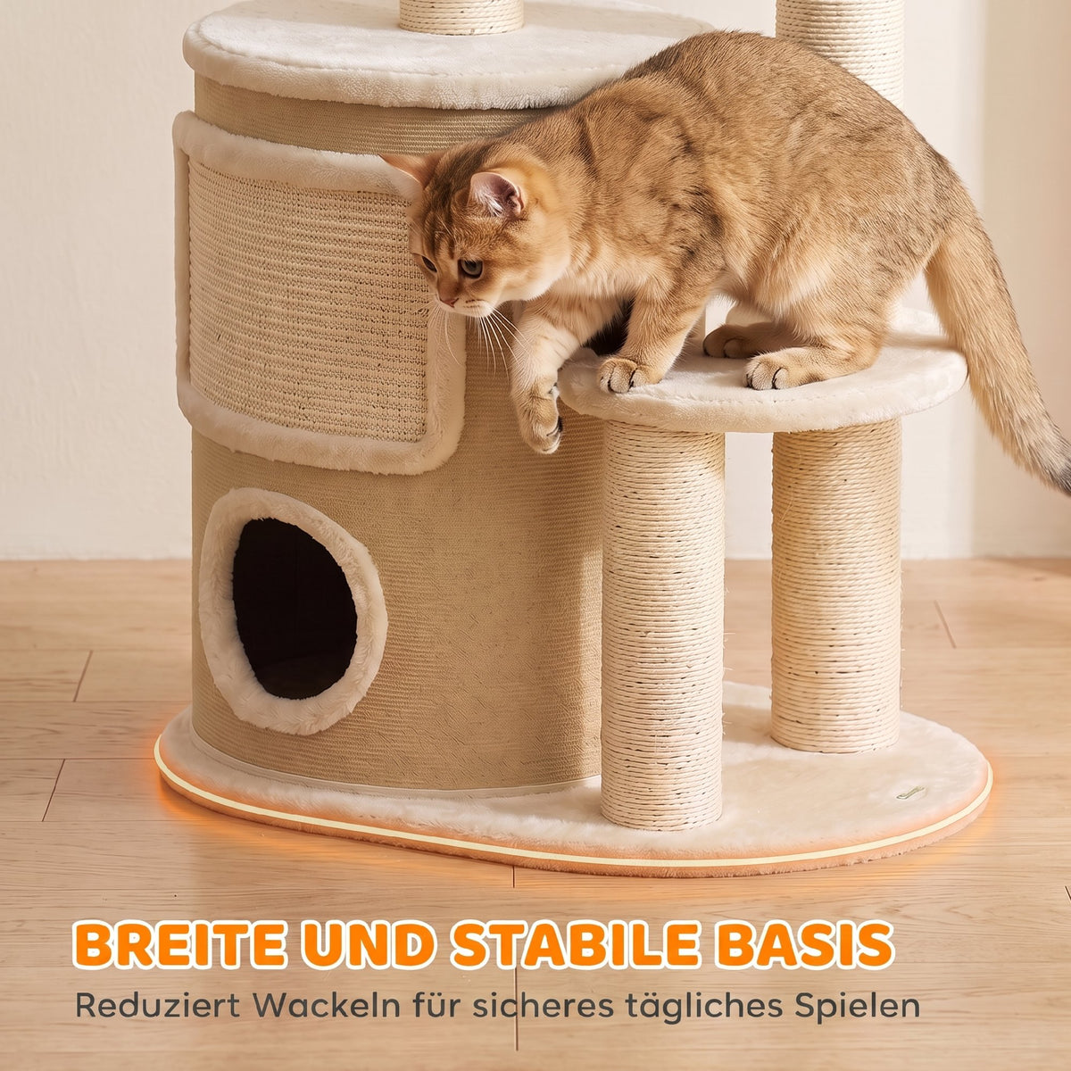 Kratzbaum mit 2-stöckiger Kratztonne Katzenbaum mit Sisal-Kratzpfosten, Plattform Sisalbrett Spielball, für Katzen 5kg
