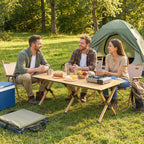 Campingtisch 117 x 60 cm Aluminium Klapptisch mit Aufrollbare Tischplatte Holz-Optik Tragetasche wasserdicht