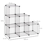 Metallwürfel-Regal, Anpassbarer Würfelschrank für Kleidung, Bücher, Spielzeug, flexibel, 109L x 37B x 109H cm, Schwarz