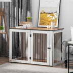 Hundebox, Haustierbox für große Hunde, Hundehütte, Indoor, 106 x 60 x 76 cm, Eiche+Weiß