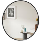 61cm Decorative Wall Mirror for Bedroom Living Room, Modern Round Bathroom Mirror for Home Decor, Black