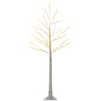 Künstliche Birke mit 120 LED-Lichtern, 3 Helligkeitsstufen, faltbare Äste, IP44, 150 cm, Weiß