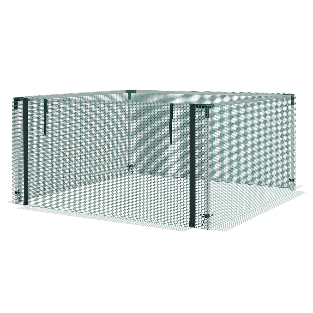 Pflanzenschutznetz, Gemüseschutz, Reißverschlusstür, Stahlrahmen, 125x125x62,5 cm, Grün/Silber