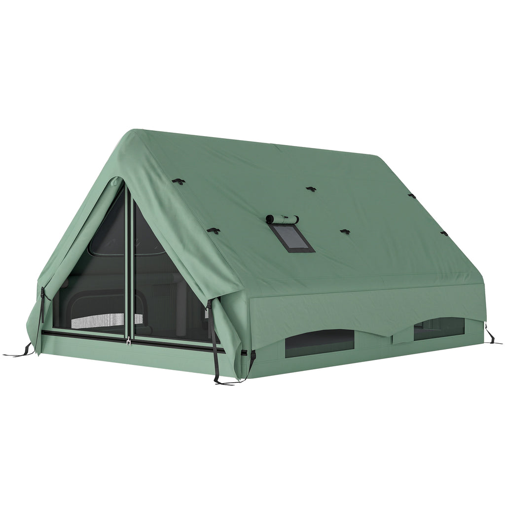 Inflatable Camping Tent, 4 Season Hot Tent 10000mm Waterproof with Chimney Opening, Sky Light and Air Pump, Green