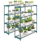 4-Tier Plant Stand Indoor Outdoor, Set of 2 Metal Plant Shelf with Rack Buckles for Easy Assembly, Flower Display Rack