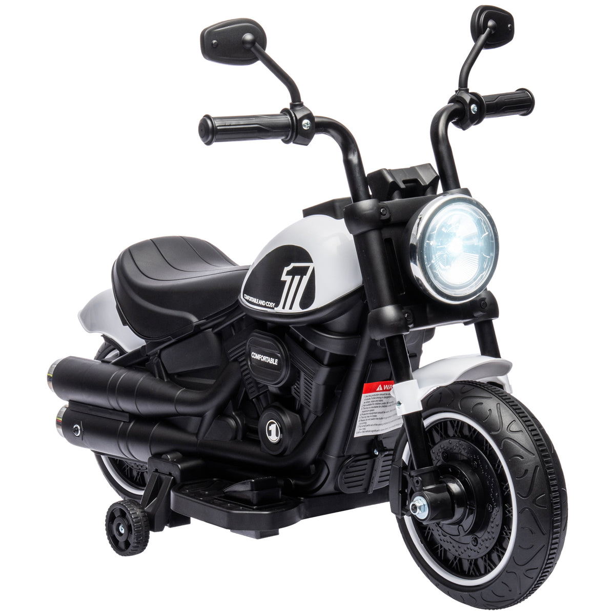 Elektro-Kindermotorrad, LED-Scheinwerfer, abnehmbare Stützräder, bequemer Sitz, Rot/Schwarz