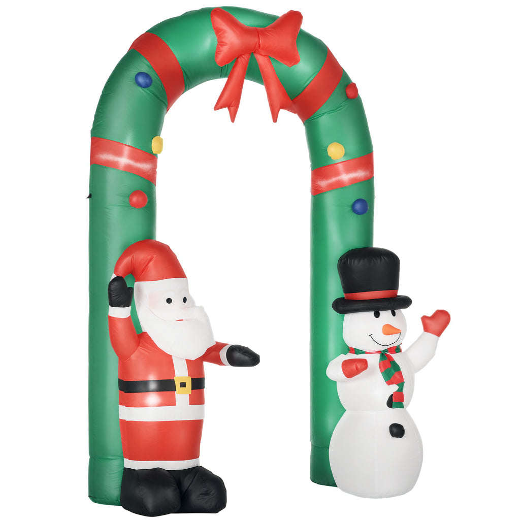 Aufblasbarer Torbogen mit Weihnachtsmann und Schneemann, LED-Beleuchtung, integriertes Gebläse, 198 x 80 x 245 cm