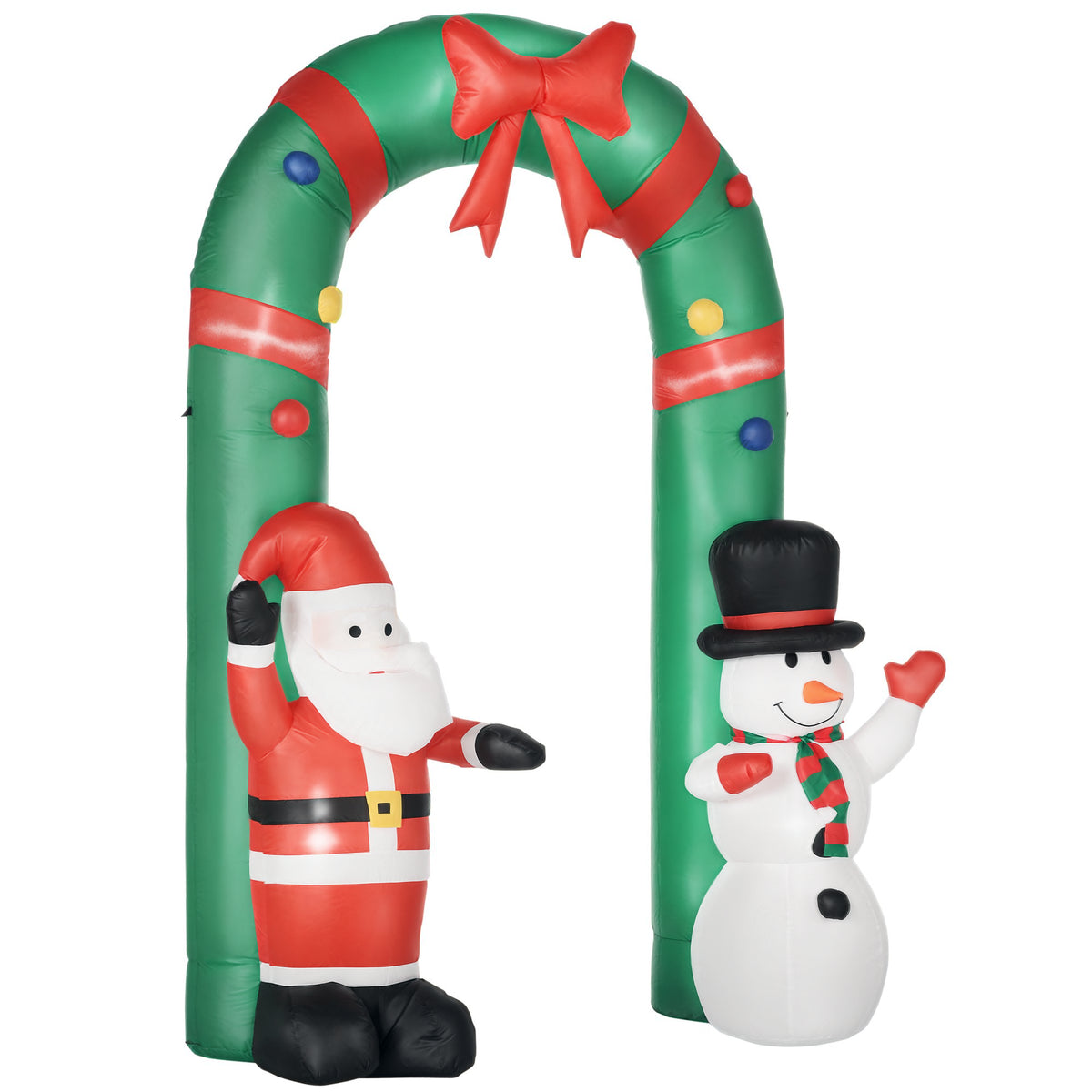Aufblasbarer Torbogen mit Weihnachtsmann und Schneemann, LED-Beleuchtung, integriertes Gebläse, 198 x 80 x 245 cm