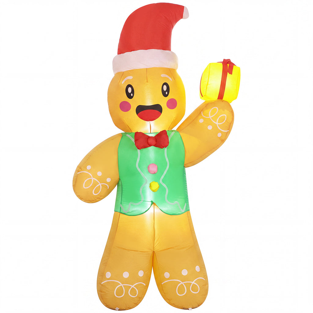 Aufblasbarer Weihnachts-Lebkuchenmann mit Geschenkbox, 2,5 m
