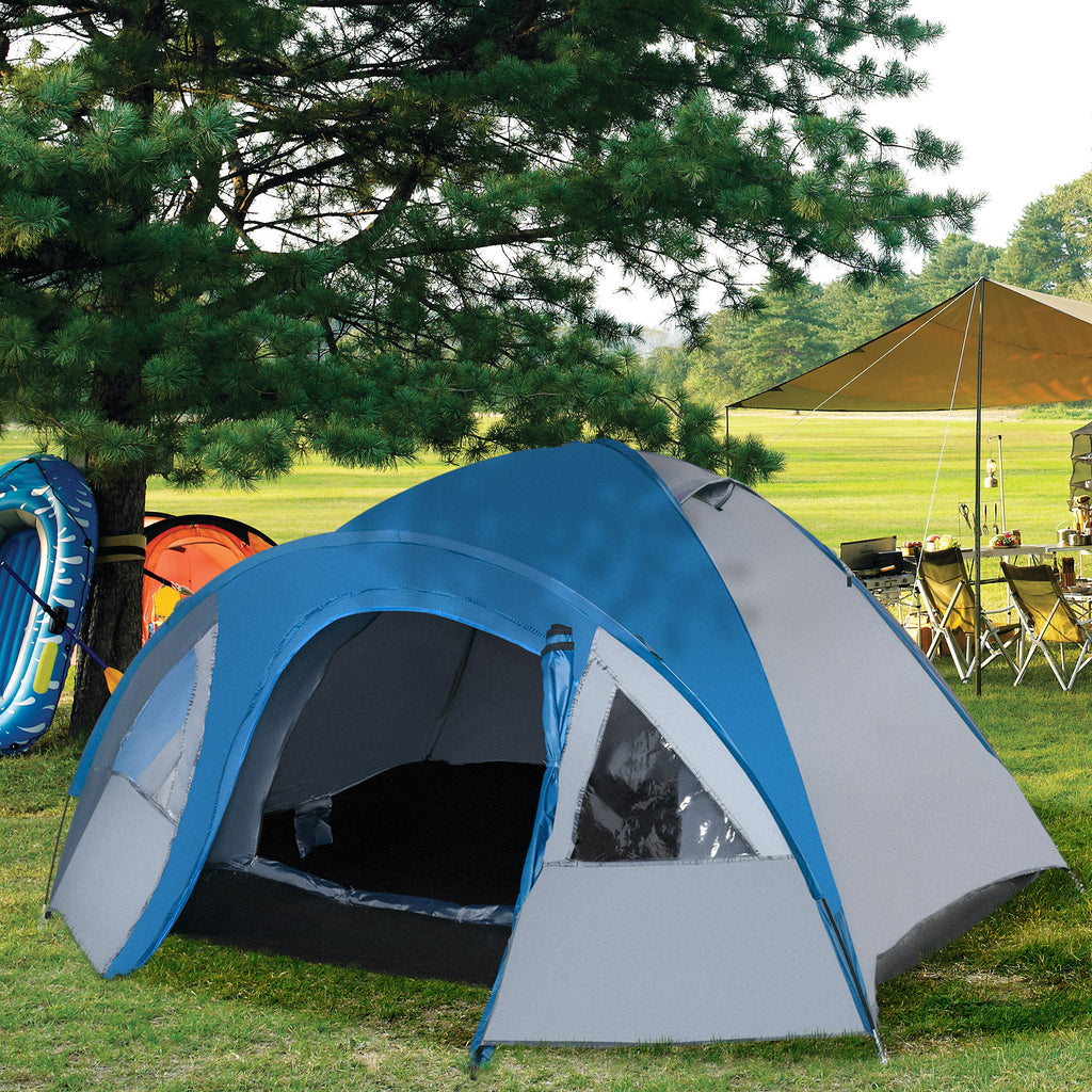 Campingzelt für 3 Personen ganzjährig nutzbar 3,00 x 2,50 x 1,30m Blau+Grau