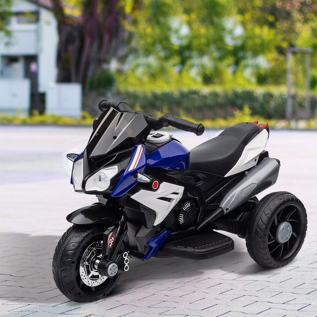 Elektro-Kindermotorrad, Lichter & Ger?usche, 3 km/h, wiederaufladbar, Kunststoff & Metall, Blau/Wei?