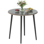 Gartentisch Stahl Buffettisch mit Stahlrahmen, PE-Rattan-Rand, verstellbaren Füßen, 4 Personen 80 x 80 x 74 cm Grau