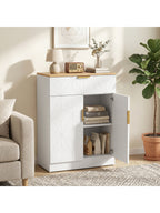 Sideboard, Beistellschrank mit Schublade, verstellbarem Regal, Weiß
