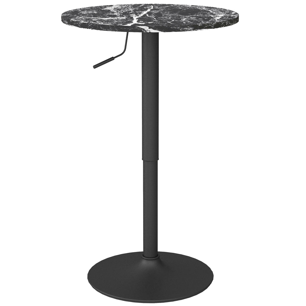 Bartisch für 2 Personen, höhenverstellbar, Marmoroptik, 60 x 60 x 68-93,5 cm, Schwarz