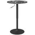 Bartisch für 2 Personen, höhenverstellbar, Marmoroptik, 60 x 60 x 68-93,5 cm, Schwarz