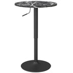 Bartisch für 2 Personen, höhenverstellbar, Marmoroptik, 60 x 60 x 68-93,5 cm, Schwarz