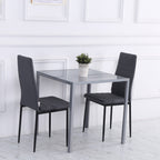 Modern Square Dining Table for 2-4 People, with Glass Top & Metal Legs for Dining Room, Living Room, Grey