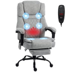 Hochlehner Massage-Bürostuhl mit Vibration, Wärmefunktion, verstellbarer Rückenlehne, Fußstütze, Fernbedienung, grau