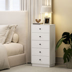Kommode Sideboard mit 5 Schubladen Schrank aus Holzwerkstoff im Modern Stil 47 x 29 x 95 cm Wei?