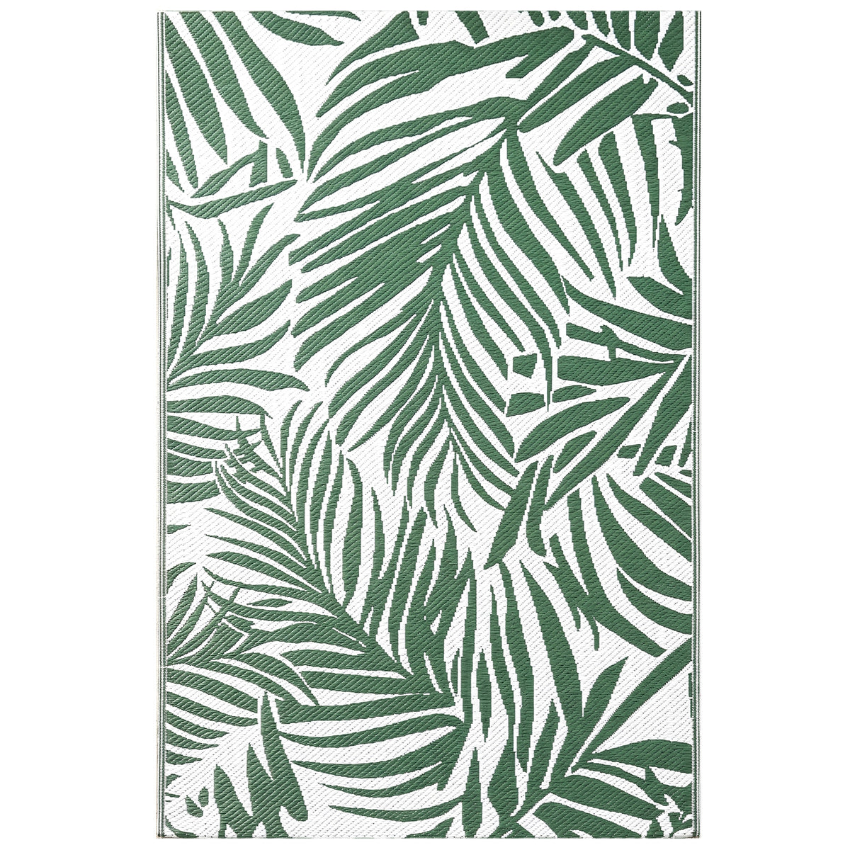 Outdoor Teppich Wendbares Wetterfest Outdoorteppich Carpet mit Blätter-Muster, 152 x 243 cm Dunkelgrün