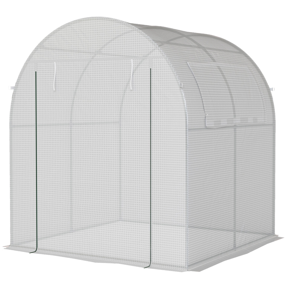 Walk in Polytunnel Greenhouse, Green House for Garden with Roll-up Window and Door, 1.8 x 1.8 x 2 m, White