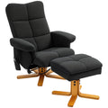 Massagesessel mit Liegefunktion und Fu?hocker, 145¡ã-Neigung, Polyester, 80 x 86 x 99 cm, Schwarz