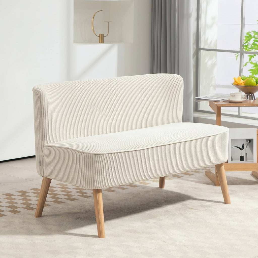 2-Sitzer Sofa, weiche Polsterung, pflegeleichter Bezug, bis 150 kg belastbar, 117 x 56,5 x 77 cm, Cremewei?
